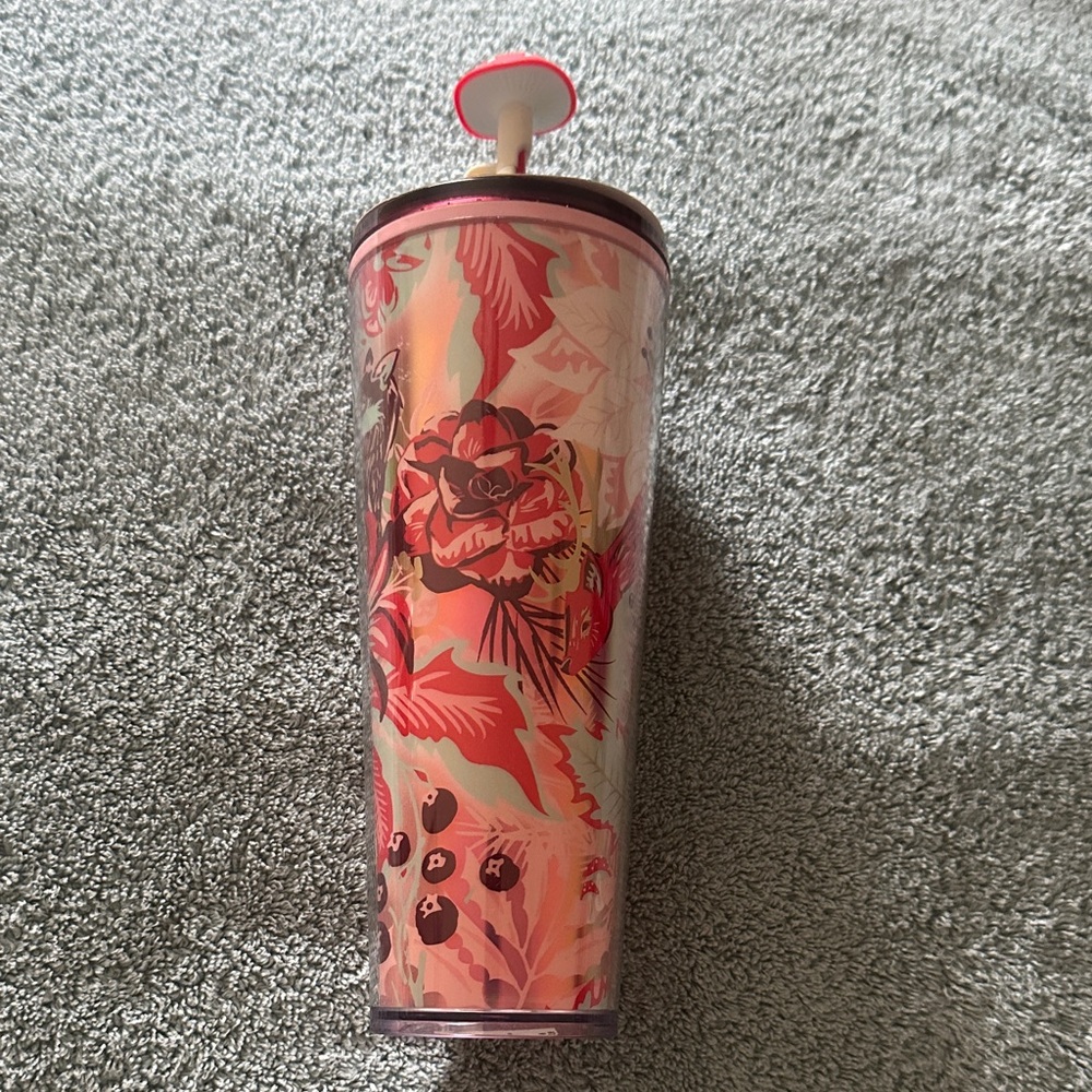 Starbucks Pink Floral with mushroom topper 24oz